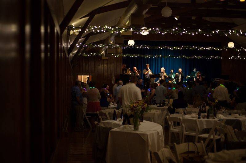 Photo courtesy of aaron spagnolo photography. Band on stage of needles lodge.