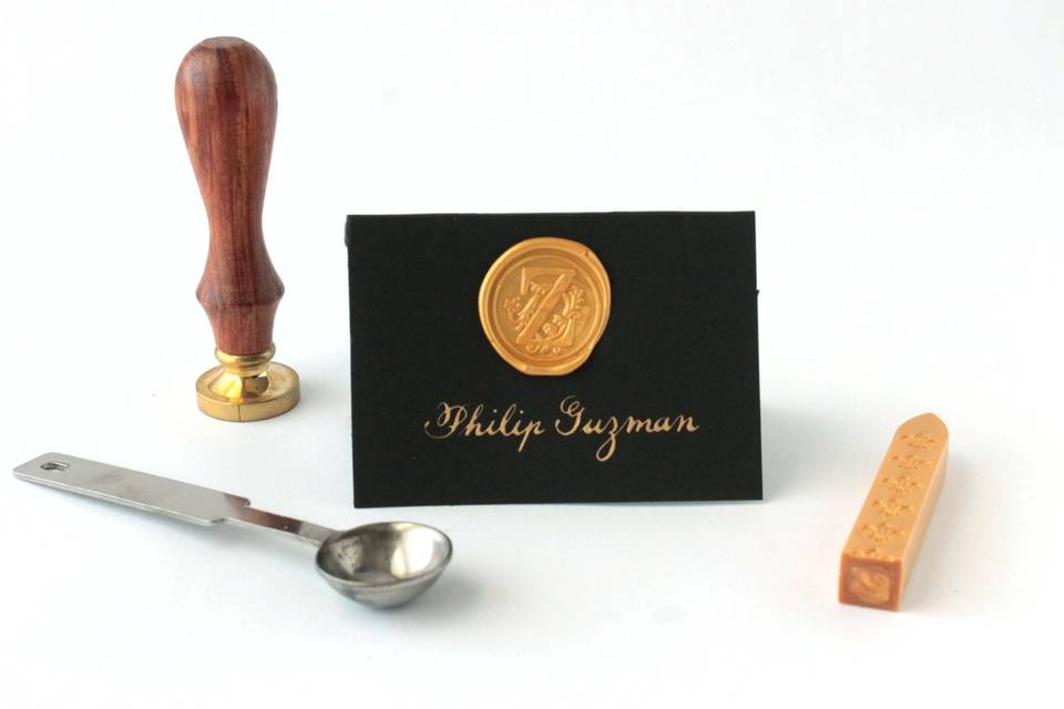 Place Cards with Gold Wax seal