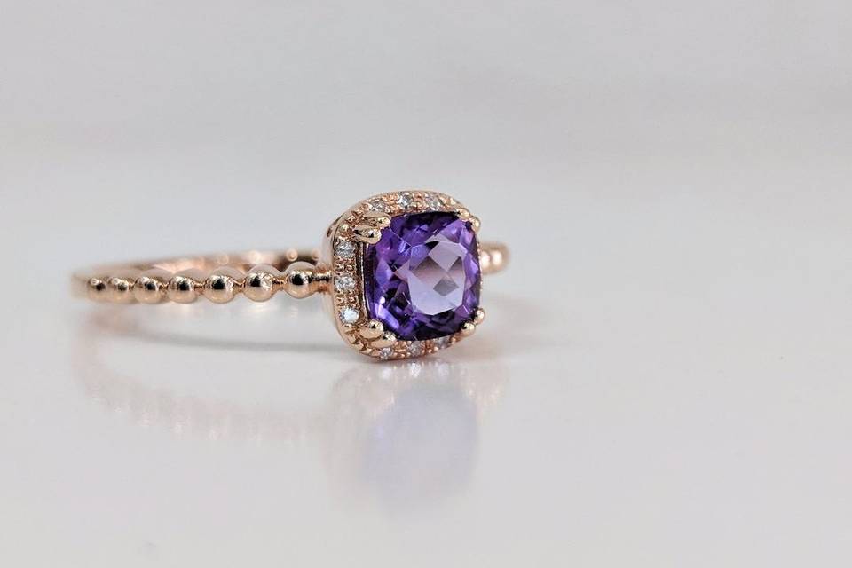 Rose gold with amethyst