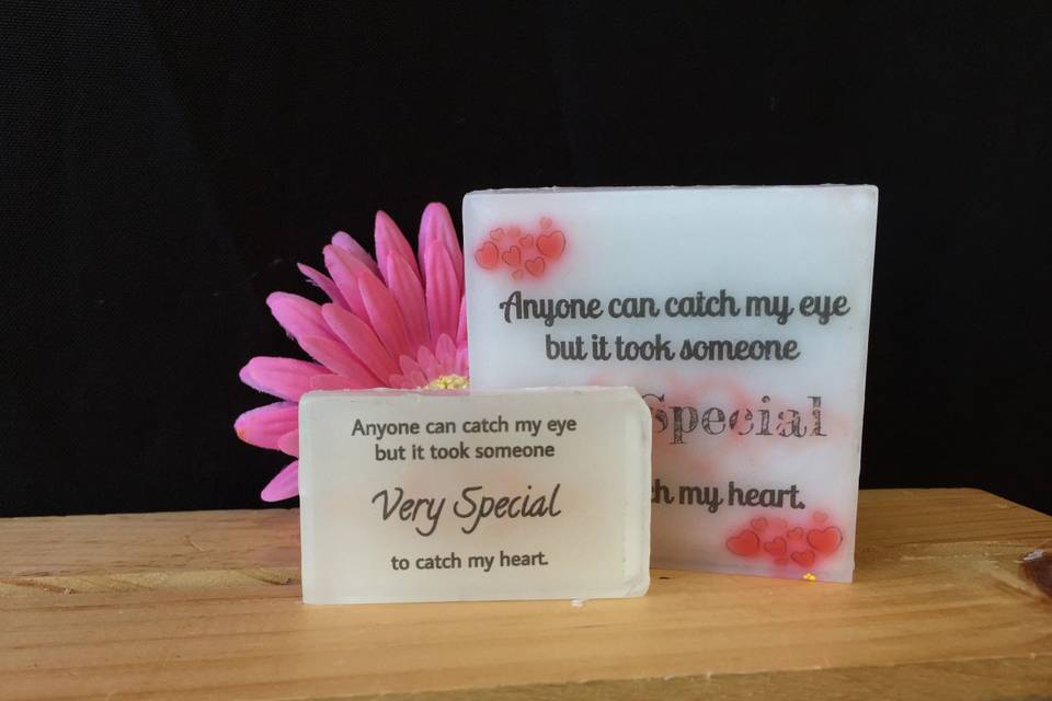 Soaps can be customized to your text and images - great for wedding favors, bridal shower favors, etc
