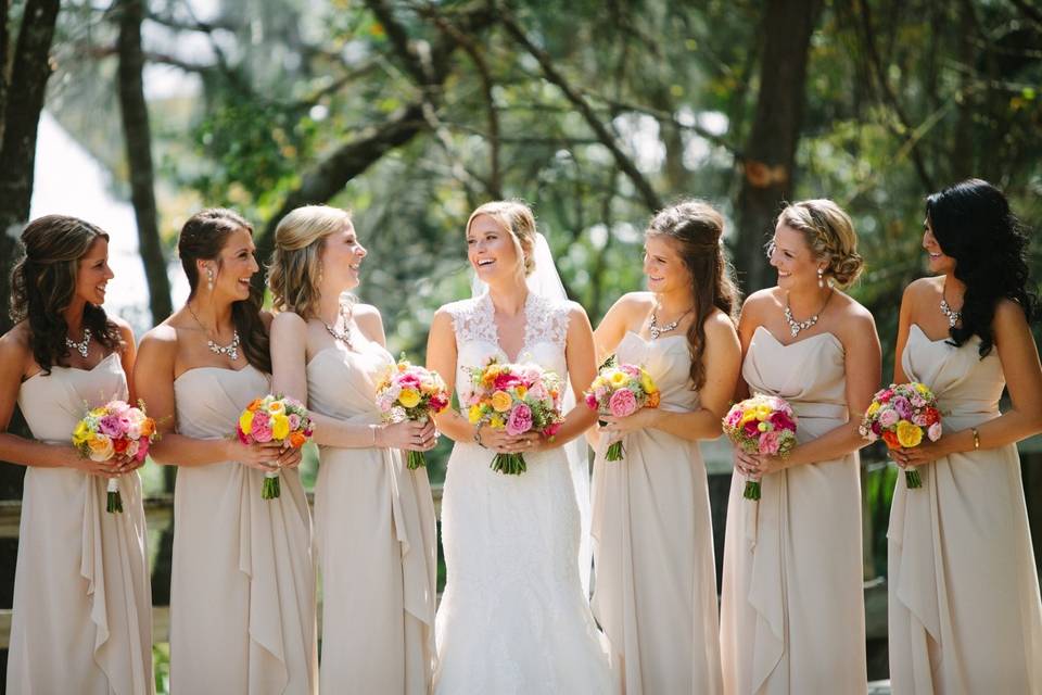 The bride with her bridesmaids