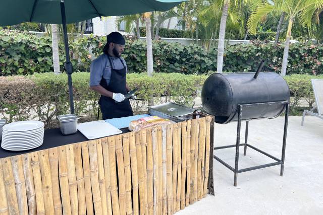 Jerk prepared poolside