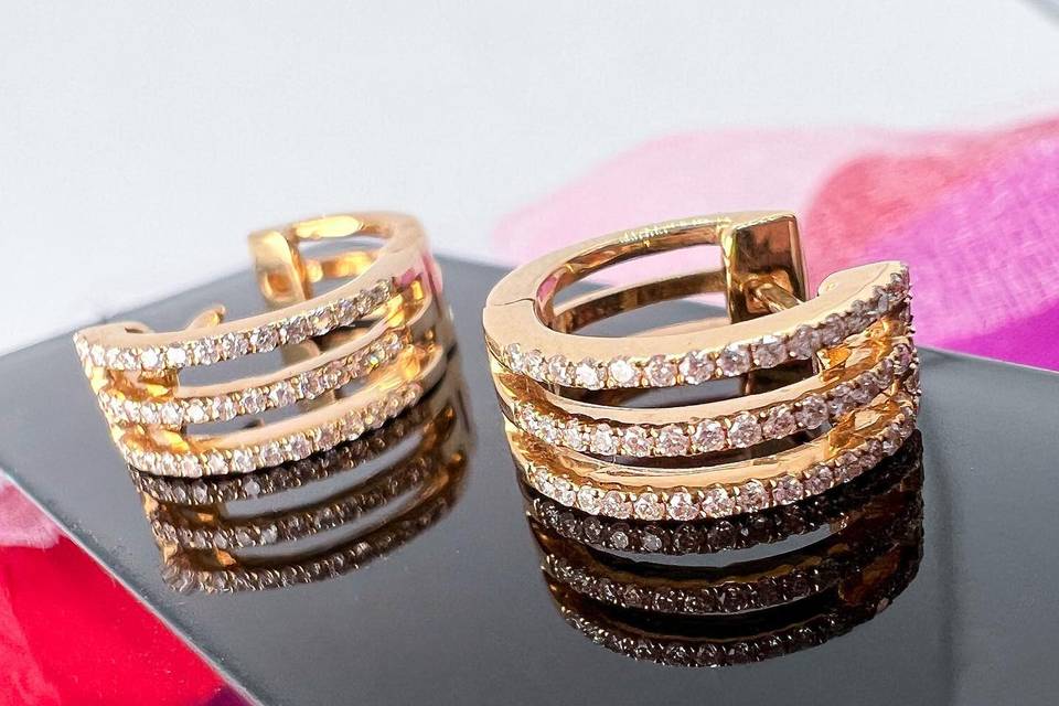 Triple Row Diamond Hoops