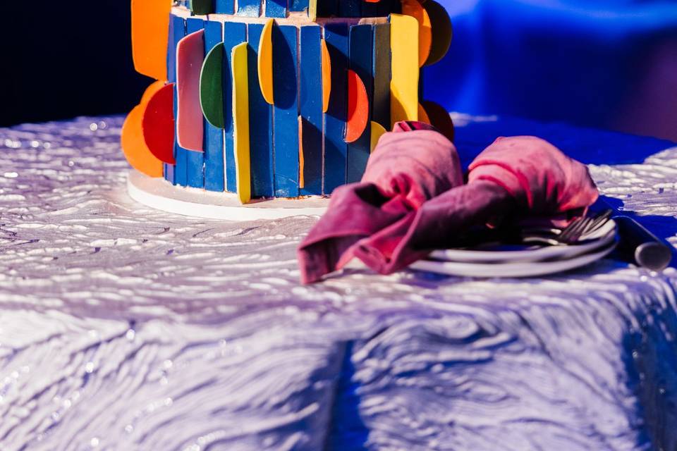 Color pop wedding cake