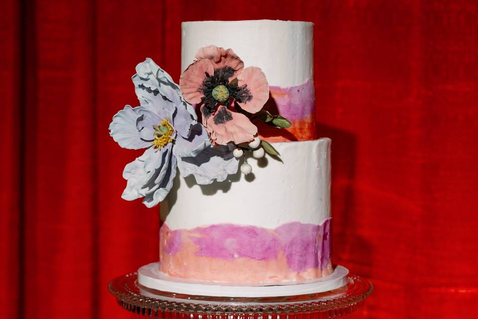 Floral tiered wedding cake