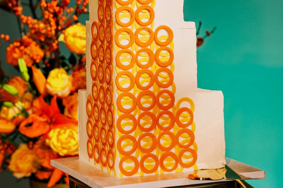 Modern three tiered cake