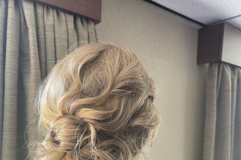 Messy low bun Bridesmaid back