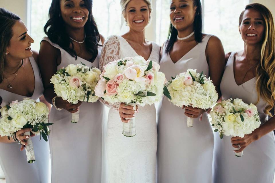 Bride and her bridesmaids