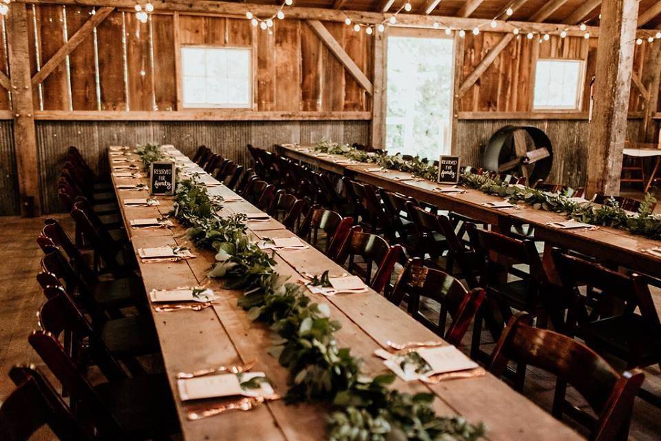 Long tables with garlands