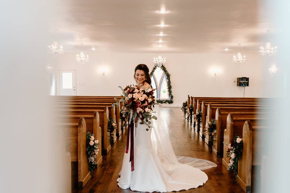 Looking down the chapel