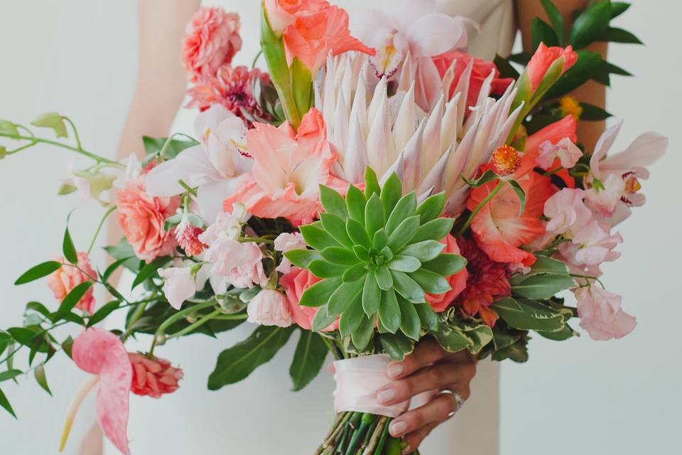 Bridal bouquet with succulent