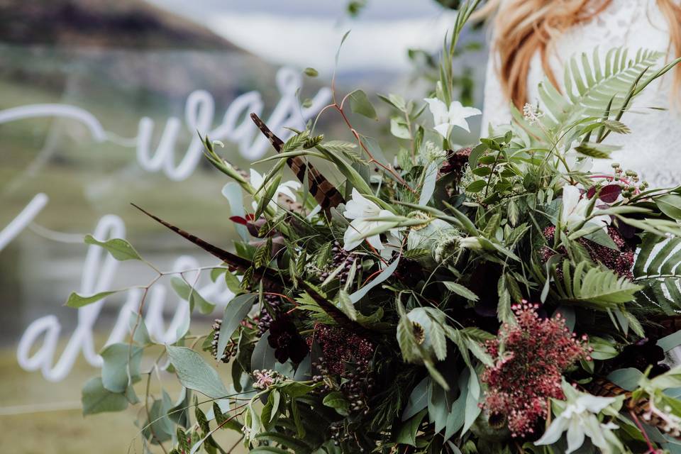 Fern and snowberry bouquet
