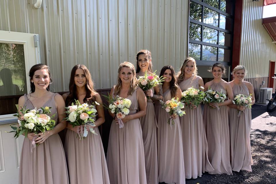 Bridesmaids in blush
