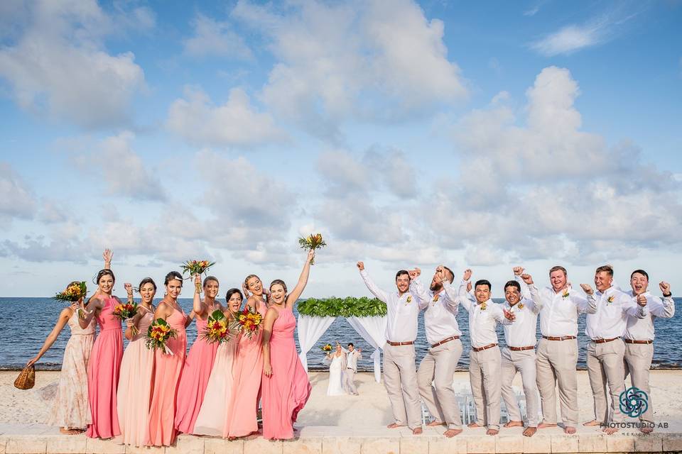 First Look Bride Bridesmaids