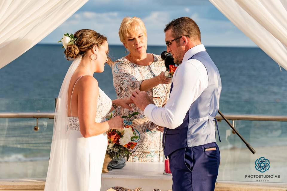 Black and white wedding photo