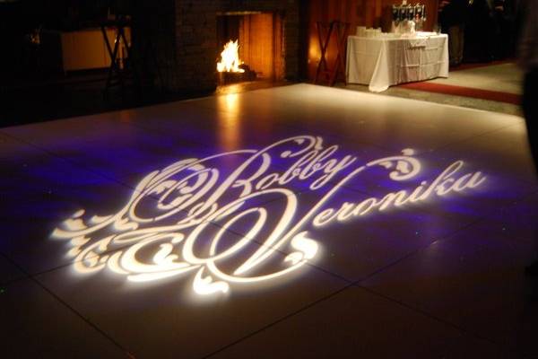 Custom GOBO with the happy couple's names in lights!