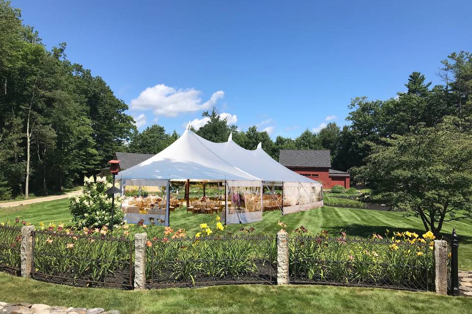 Tent set up on property.