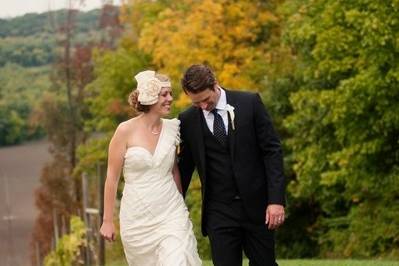 Bride and groom in nature