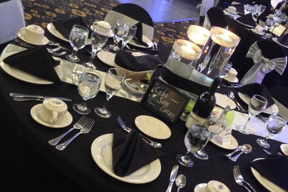 Table setup with candle centerpiece