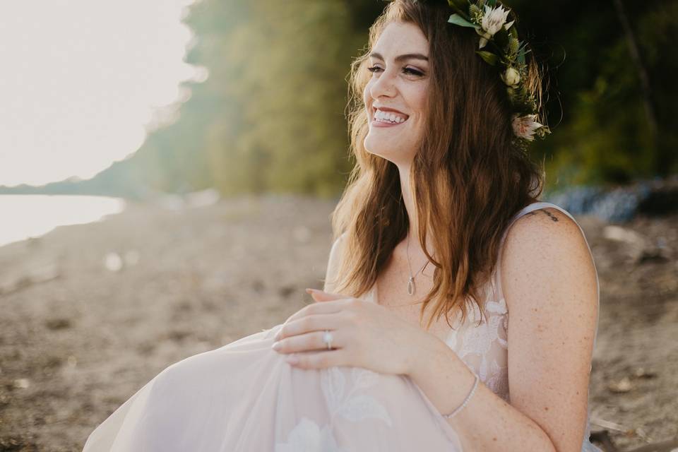 A beaming bride