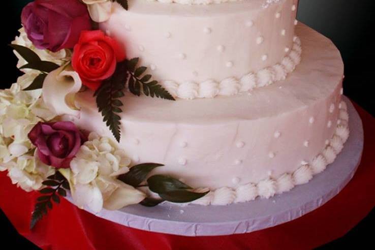3-tier cake with flowers