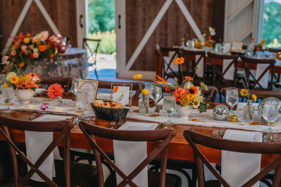 Included farm tables + chairs