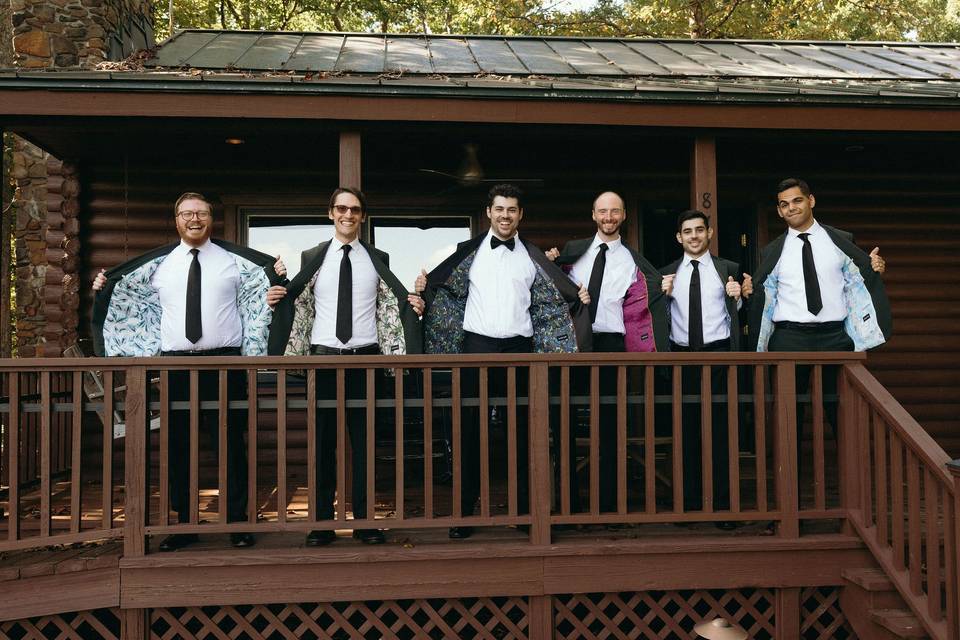 Groomsmen at cabin