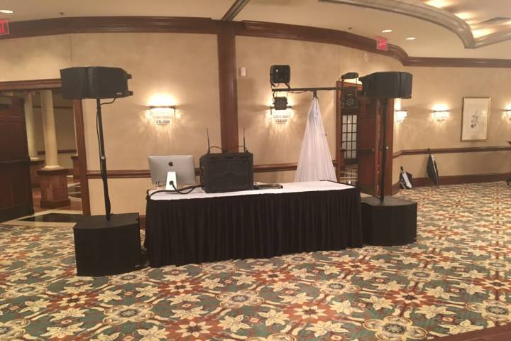 Set up at wedding venue
