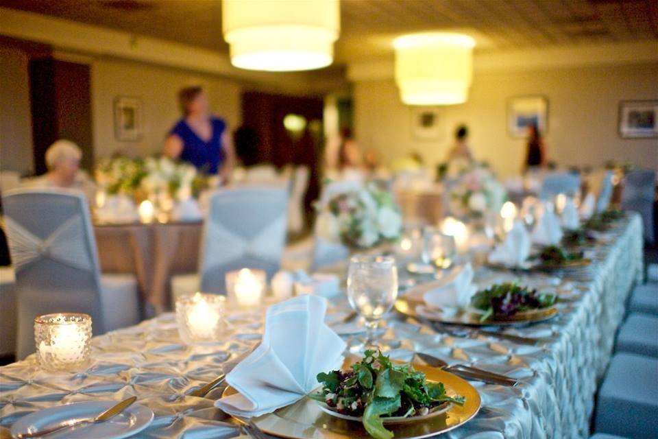 Table setup with candle centerpiece