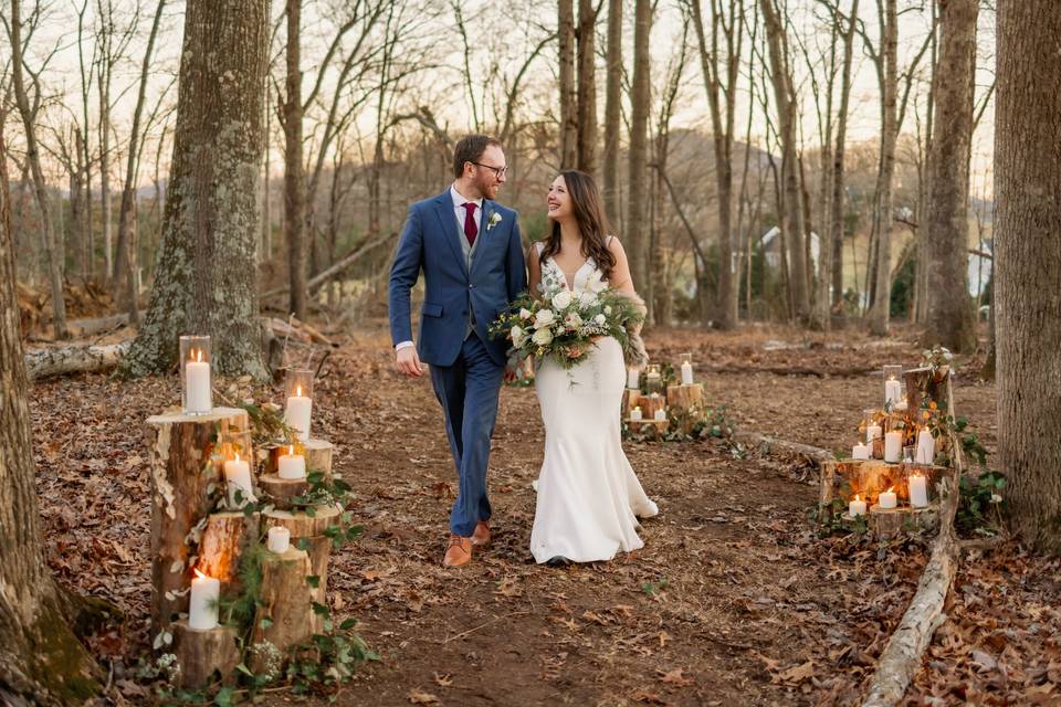 Winter wedding in the woods