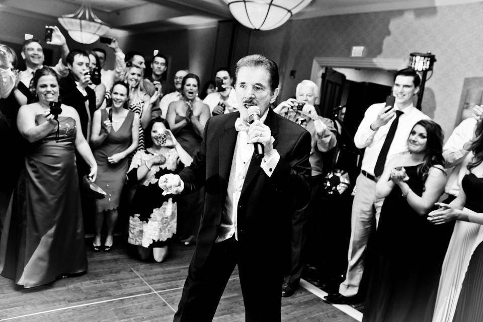 Rene Rancourt serenade the wedding celebration