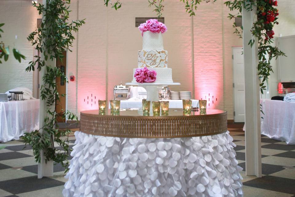 Multiple layered wedding cake