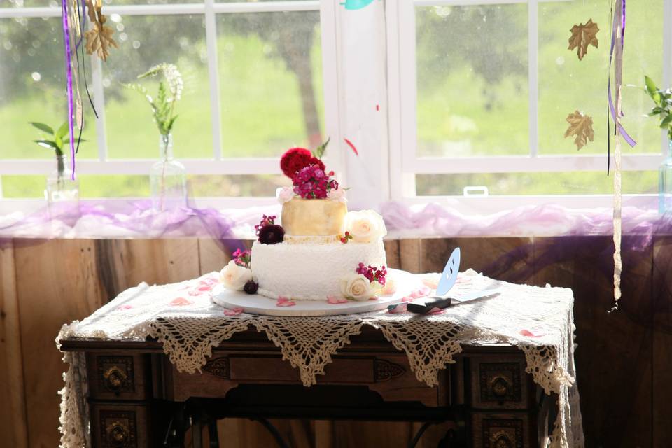 Cake on antique table