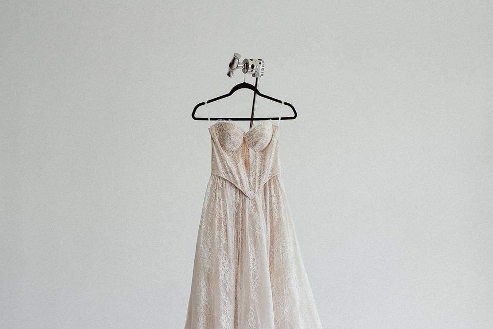 Wedding dress hanging