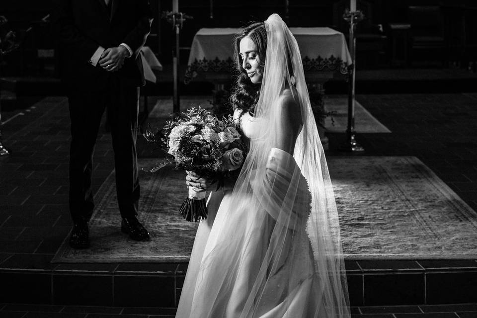 Church wedding portrait