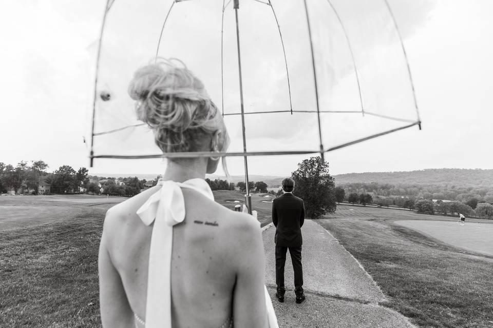Black and white wedding photo