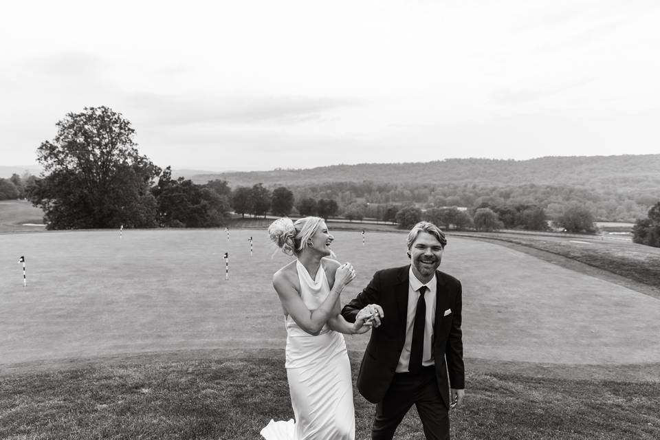 Black and white wedding photo