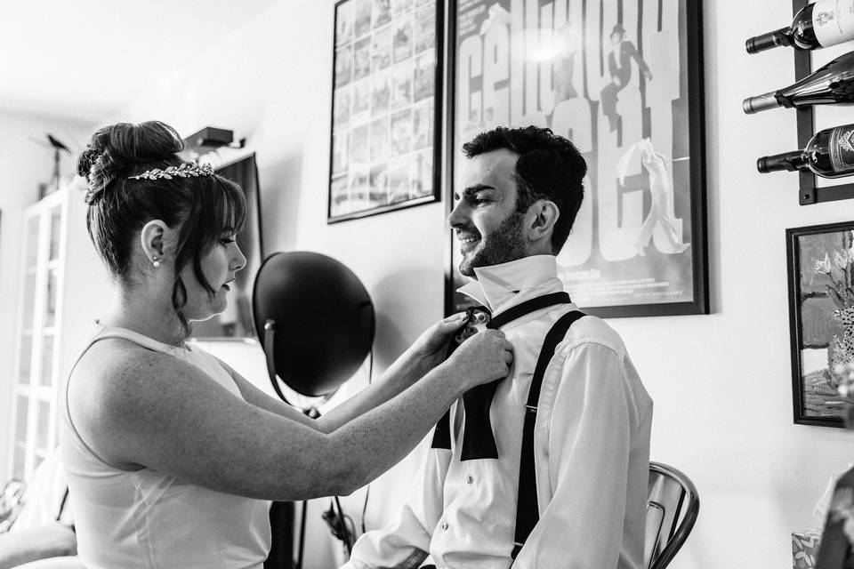 Candid wedding preparation