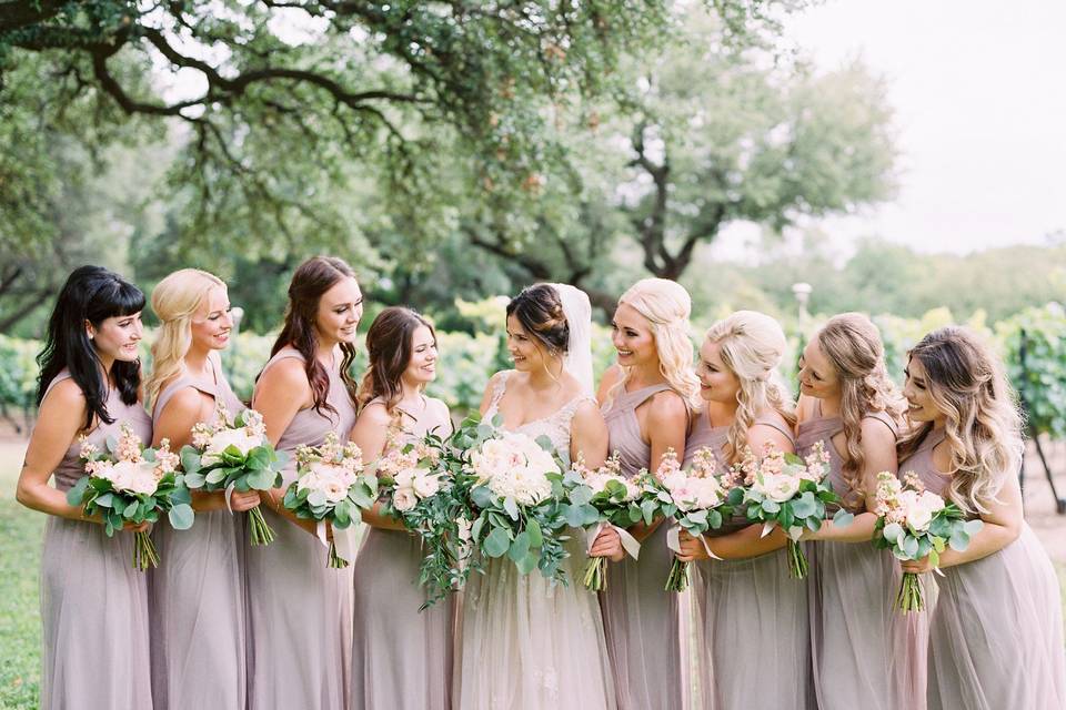 A glowing bridal party