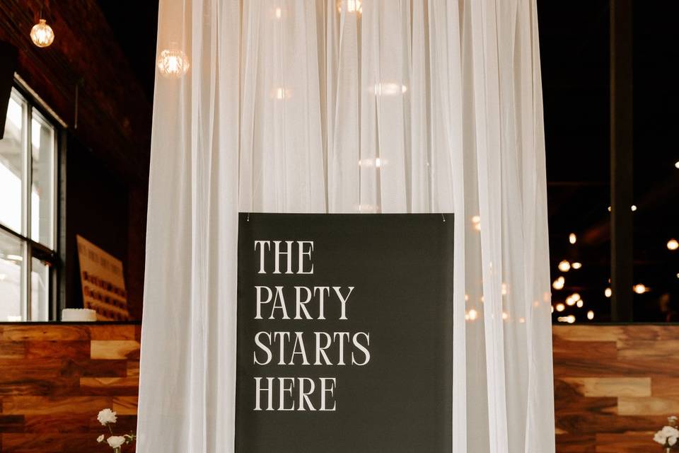 Draping Wedding Entrance Sign