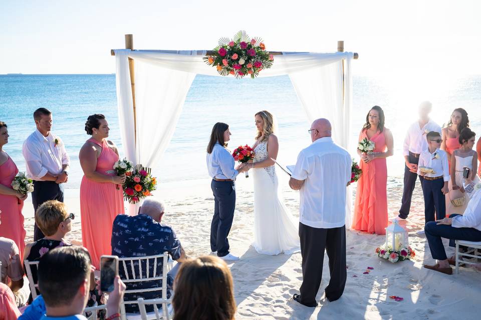 Wedding group on the beach