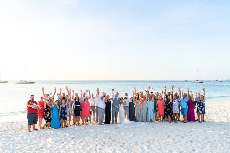 Wedding group on the beach