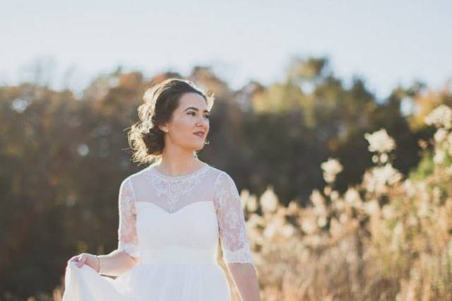 Custom gown re-designed using her mother's wedding gown.