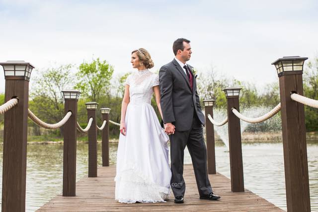 Couple standing on dock