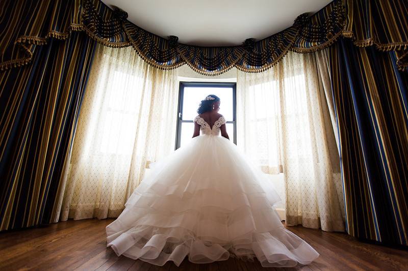 Bride in her wedding gown