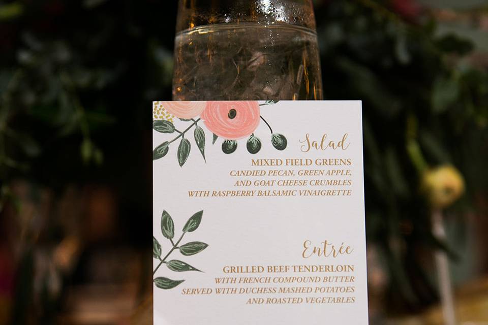 Watercolor dinner menu