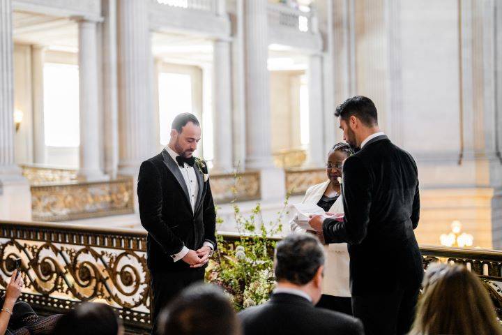 Joey reciting their vows