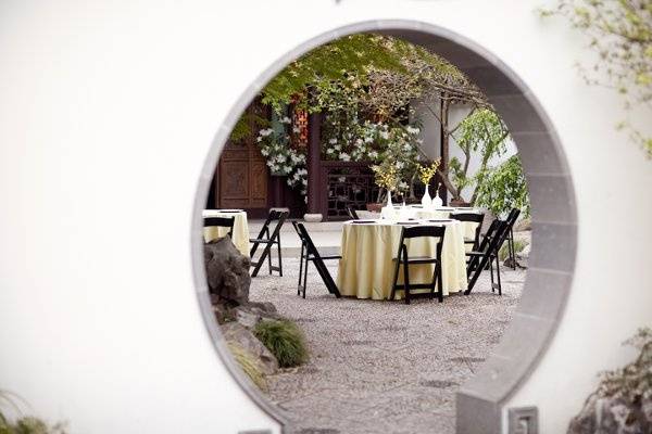 Lan Su Chinese Garden View through Moon Gate