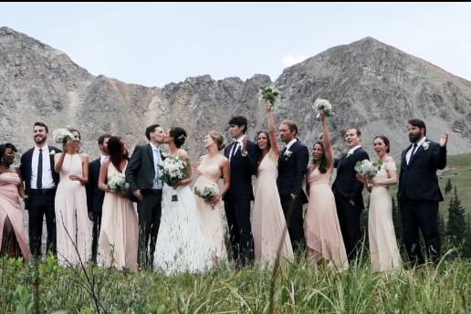 Wedding party mountain view - Twin Flame Films