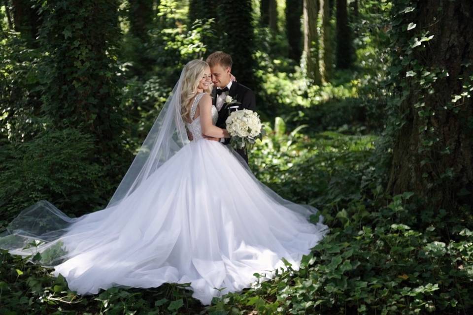 Artem and Christina. Bride and groom in the forest.